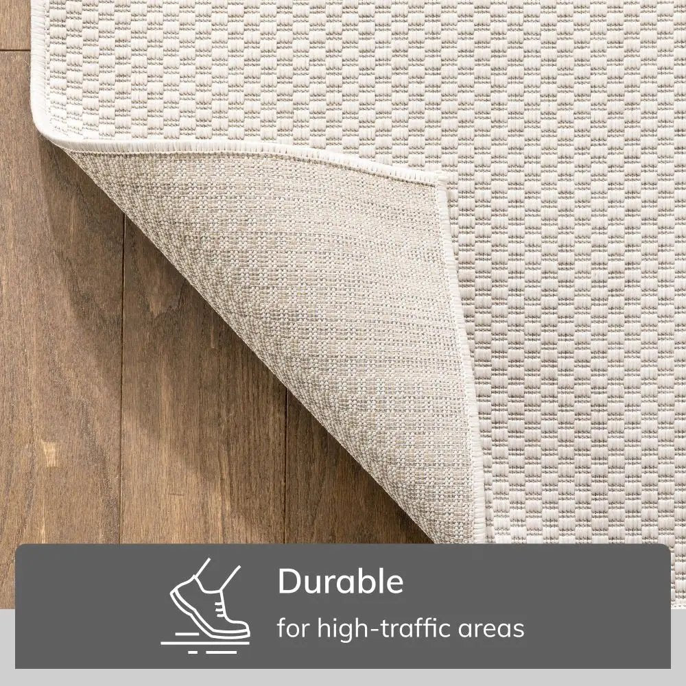 Leif Nordic Geometric Pattern Indoor Outdoor Ivory Flatweave Rug Well Woven