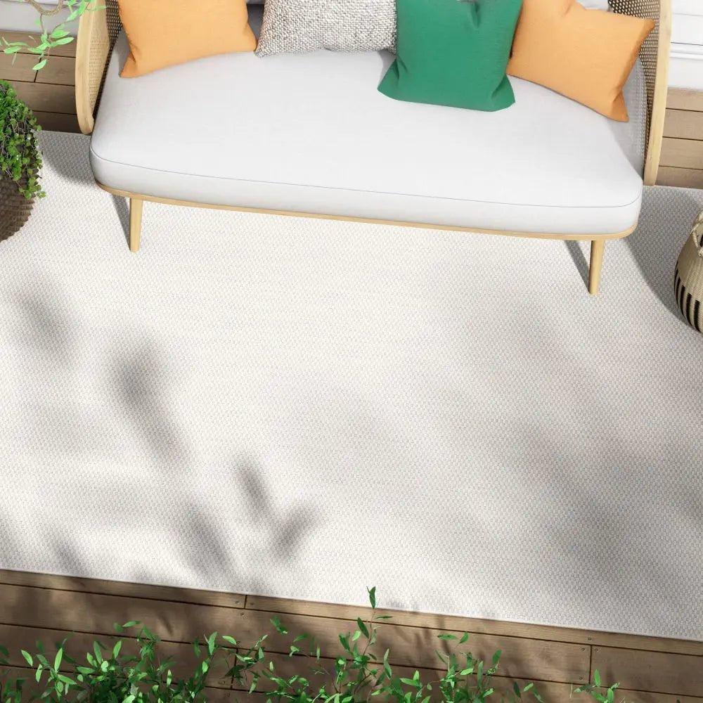 Leif Nordic Geometric Pattern Indoor Outdoor Ivory Flatweave Rug Well Woven