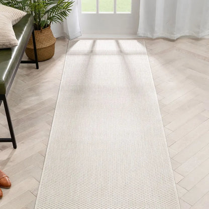Leif Nordic Geometric Pattern Indoor Outdoor Ivory Flatweave Rug Well Woven