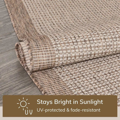 Odin Solid & Striped Border Indoor Outdoor Ivory Flatweave Rug Well Woven