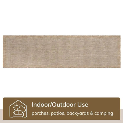 Odin Solid & Striped Border Indoor Outdoor Ivory Flatweave Rug Well Woven
