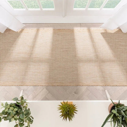 Odin Solid & Striped Border Indoor Outdoor Taupe Flatweave Rug Well Woven