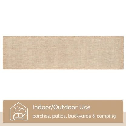 Odin Solid & Striped Border Indoor Outdoor Taupe Flatweave Rug Well Woven