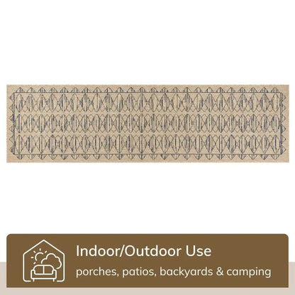 Vidar Trellis Diamond Pattern Indoor Outdoor Blue Beige Flatweave Rug Well Woven