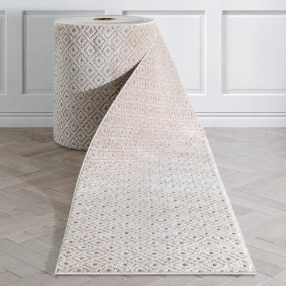 Custom Size Runner Pia Tribal Geometric Diamond Pattern Beige Grey Choose Your Width x Choose Your Length Hallway Runner Rug Well Woven