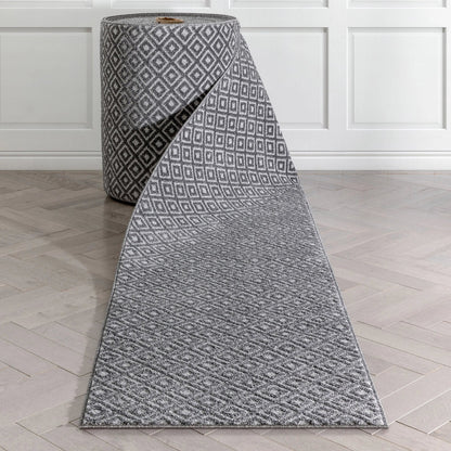 Custom Size Runner Pia Tribal Geometric Diamond Pattern Dark Grey Choose Your Width x Choose Your Length Hallway Runner Rug Well Woven