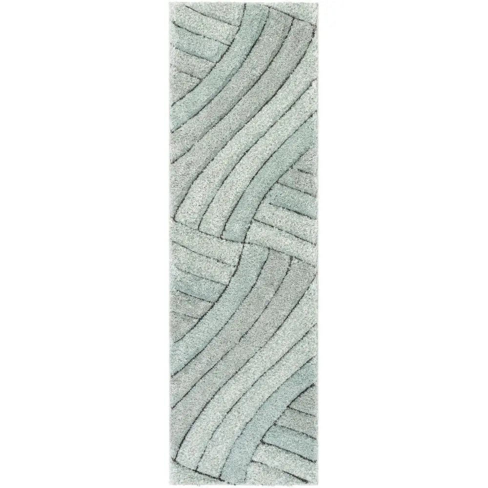 Ucci Blue Modern 3D Textured Shag Rug By Chill Rugs Well Woven
