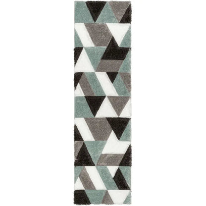 Holland Modern Geometric Light Blue 3D Textured Thick & Soft Shag Rug Well Woven