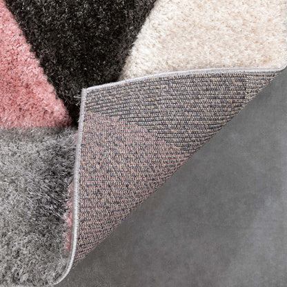 Holland Modern Geometric Blush 3D Textured Thick & Soft Shag Rug Well Woven