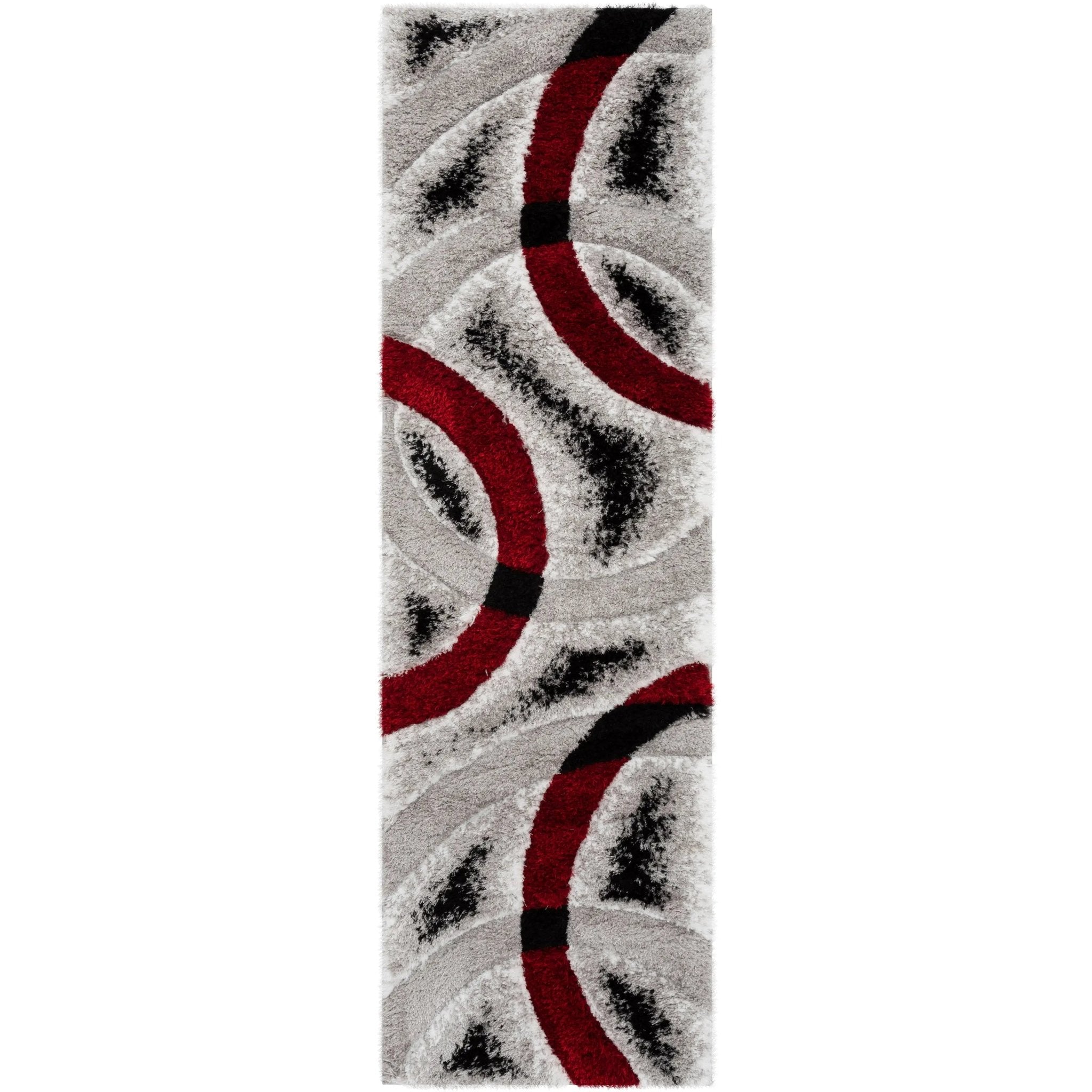 Oahu Red Modern Geometric 3D Textured Shag 5'3" x 7'3" Rug Well Woven
