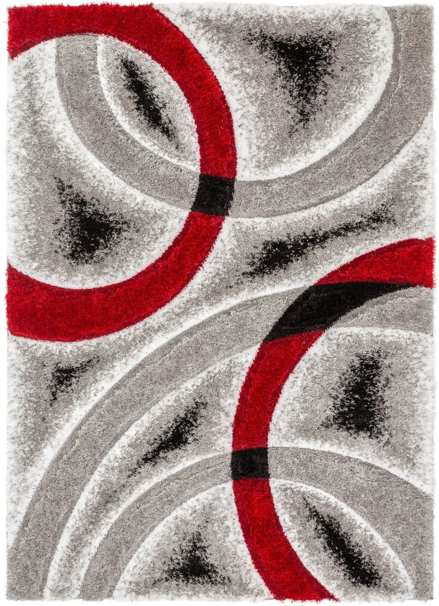 Oahu Red Modern Geometric 3D Textured Shag 5'3" x 7'3" Rug Well Woven