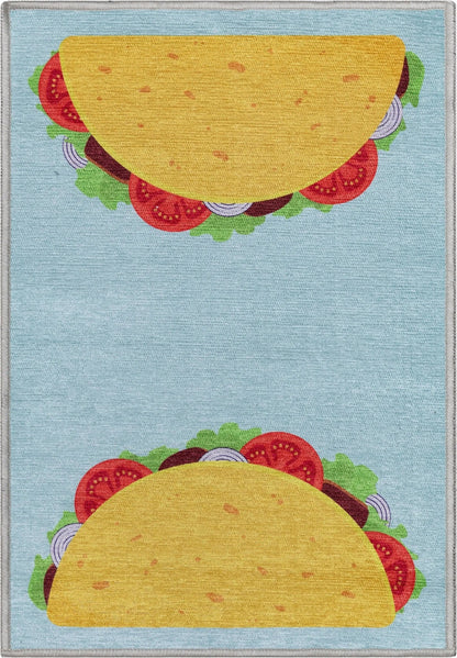 Taco Novelty Multi Blue Flat-Weave Rug Well Woven