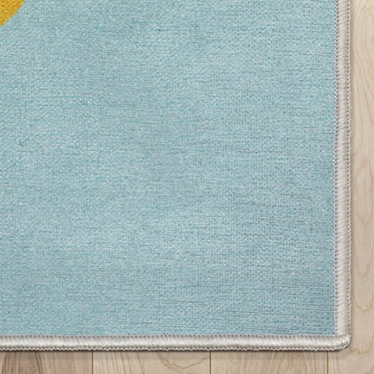 Double Taco Novelty Multi Blue Flat-Weave Rug Well Woven