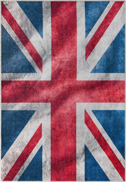 Apollo British Flag Red Blue White Novelty Flat-Weave Rug Well Woven