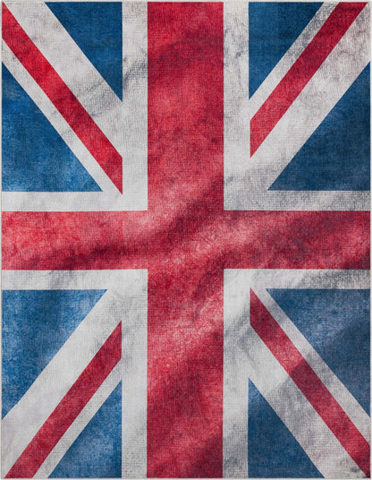 Apollo British Flag Red Blue White Novelty Flat-Weave Rug Well Woven