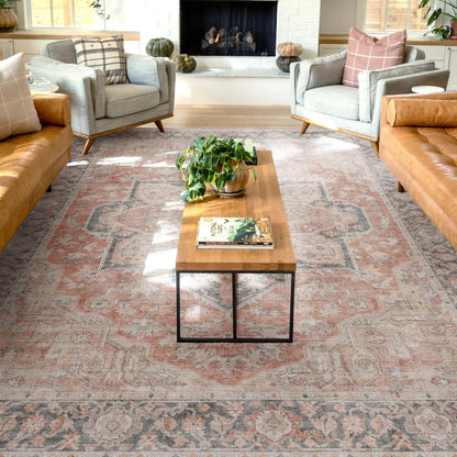 Bolona Vintage Oriental Floral Red Flat-Weave Rug Well Woven