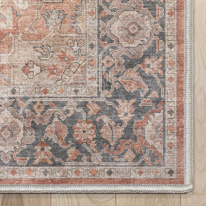 Bolona Vintage Oriental Floral Red Flat-Weave Rug Well Woven