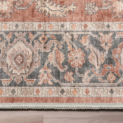 Bolona Vintage Oriental Floral Red Flat-Weave Rug Well Woven