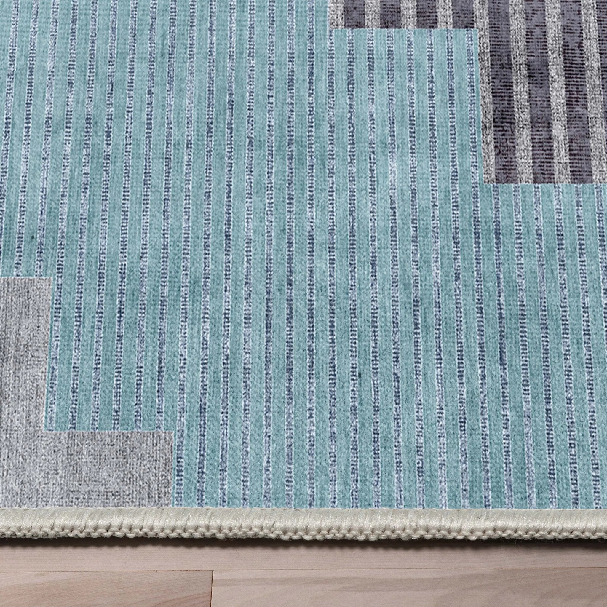 Portsmouth Southwestern Pattern Blue Flat-Weave Rug Well Woven