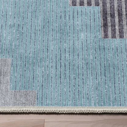 Portsmouth Southwestern Pattern Blue Flat-Weave Rug Well Woven