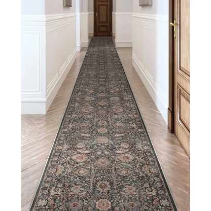 Liana Vintage Oriental Charcoal Grey Flat-Weave Rug Well Woven