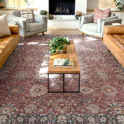 Liana Vintage Oriental Red Flat-Weave Rug Well Woven