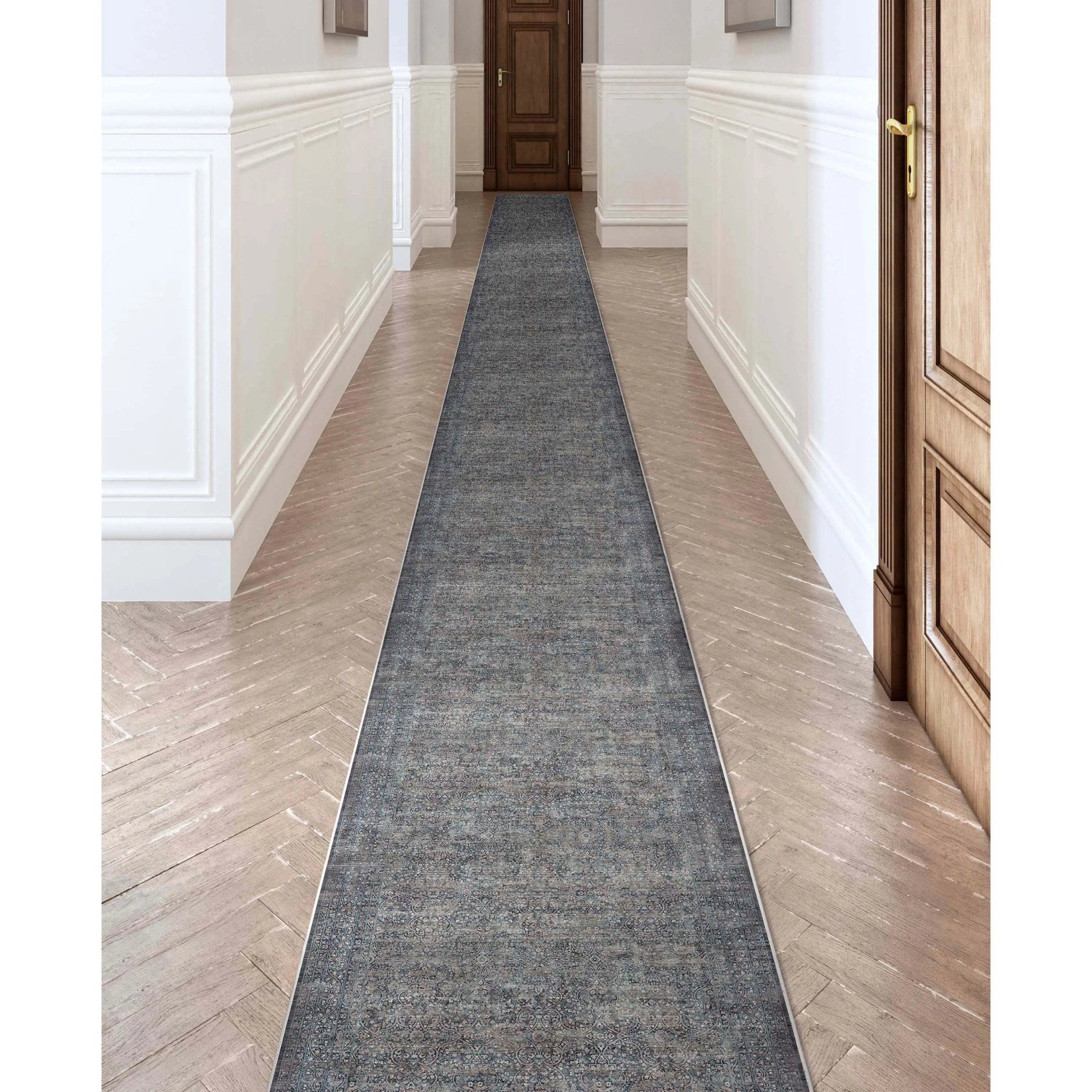 Juliette Vintage Persian Oriental Blue Flat-Weave Rug Well Woven