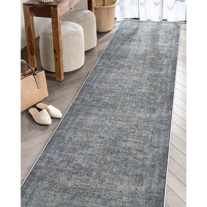 Juliette Vintage Persian Oriental Blue Flat-Weave Rug Well Woven
