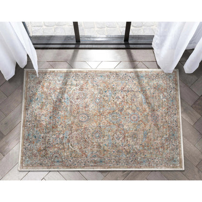 Emilia Vintage Persian Floral Blue Flat-Weave Rug Well Woven
