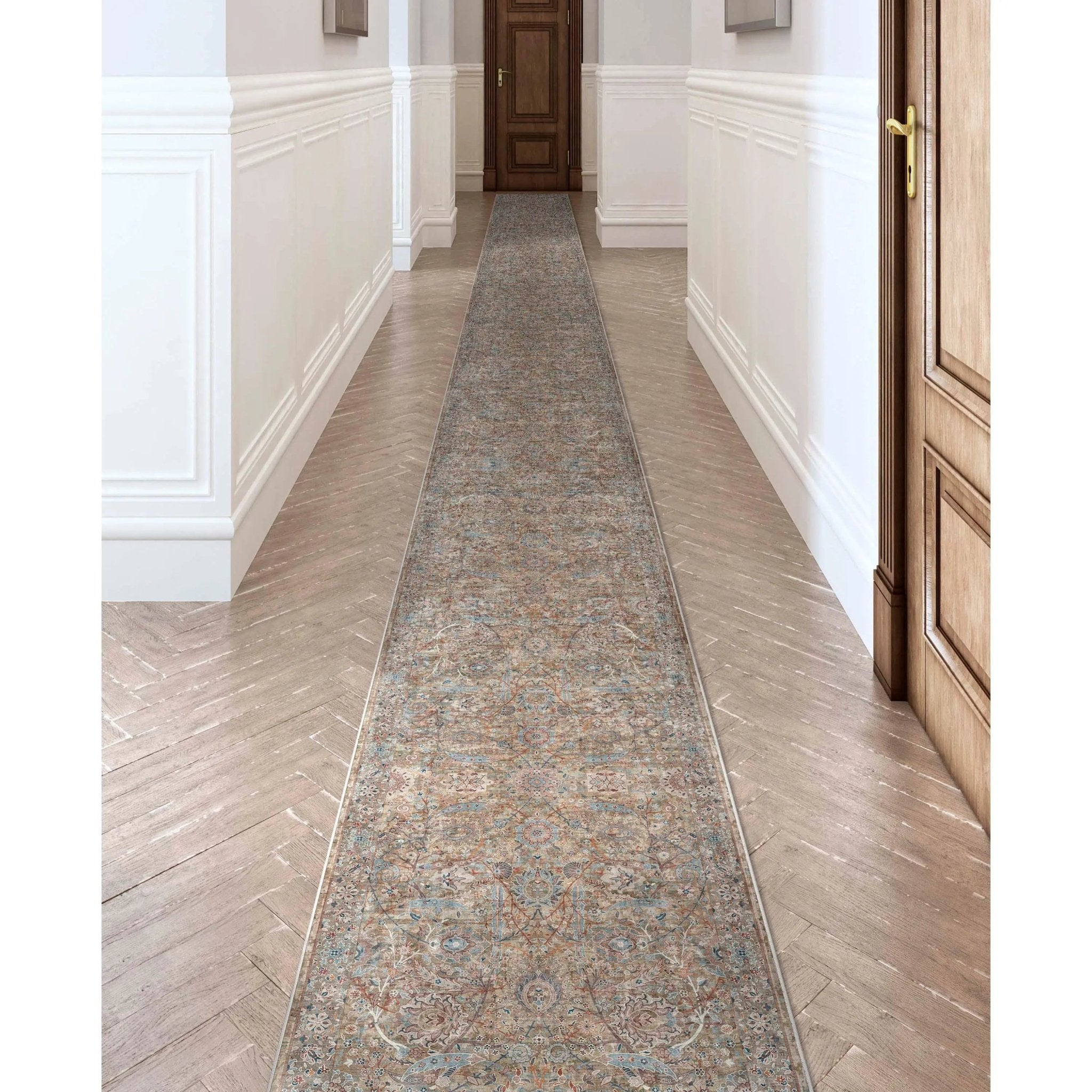 Emilia Vintage Persian Floral Blue Flat-Weave Rug Well Woven