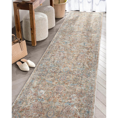 Emilia Vintage Persian Floral Blue Flat-Weave Rug Well Woven
