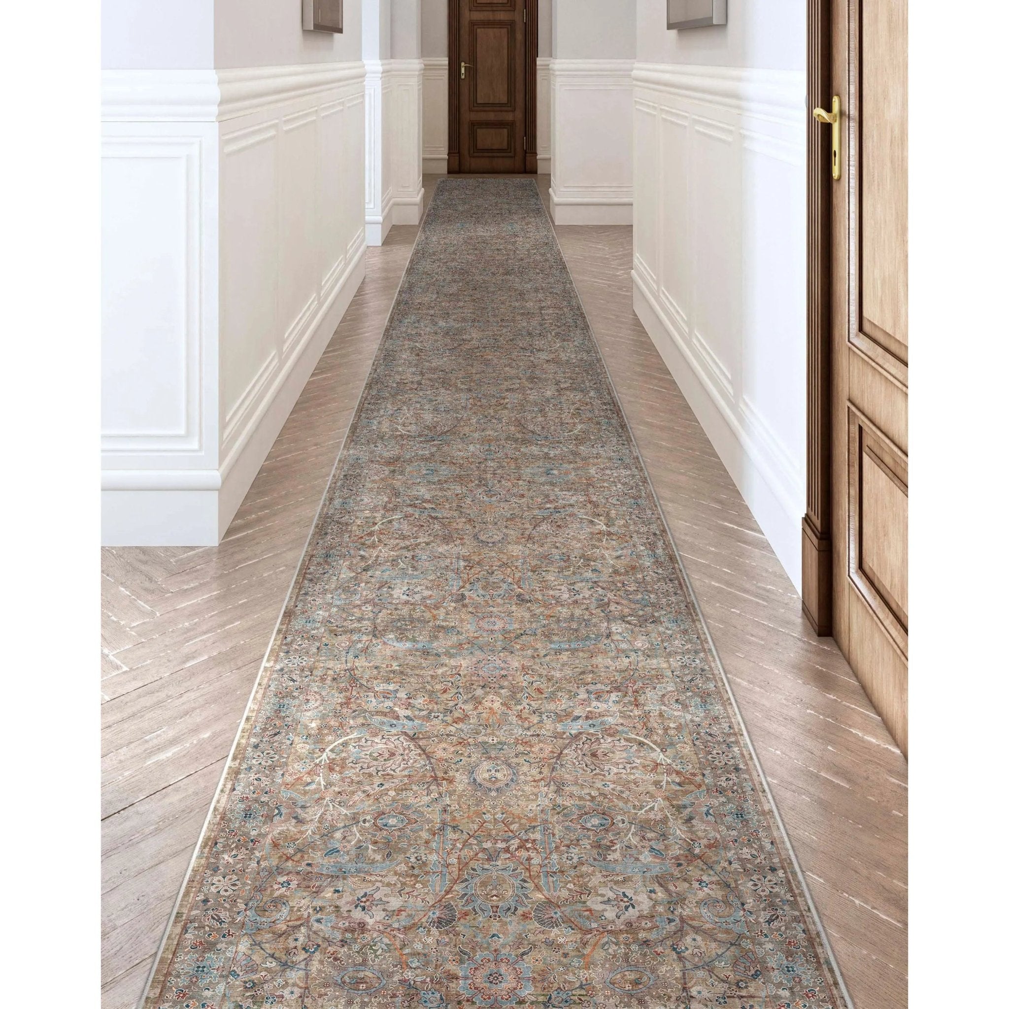 Emilia Vintage Persian Floral Blue Flat-Weave Rug Well Woven