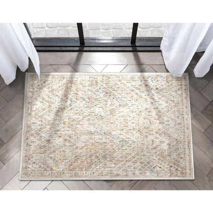 Anya Vintage Tribal Chevron Ivory Flat-Weave Rug Well Woven