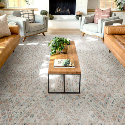 Anya Vintage Tribal Chevron Ivory Flat-Weave Rug Well Woven