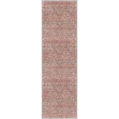 Anya Vintage Tribal Chevron Pink Beige Rust Flat-Weave Rug Well Woven
