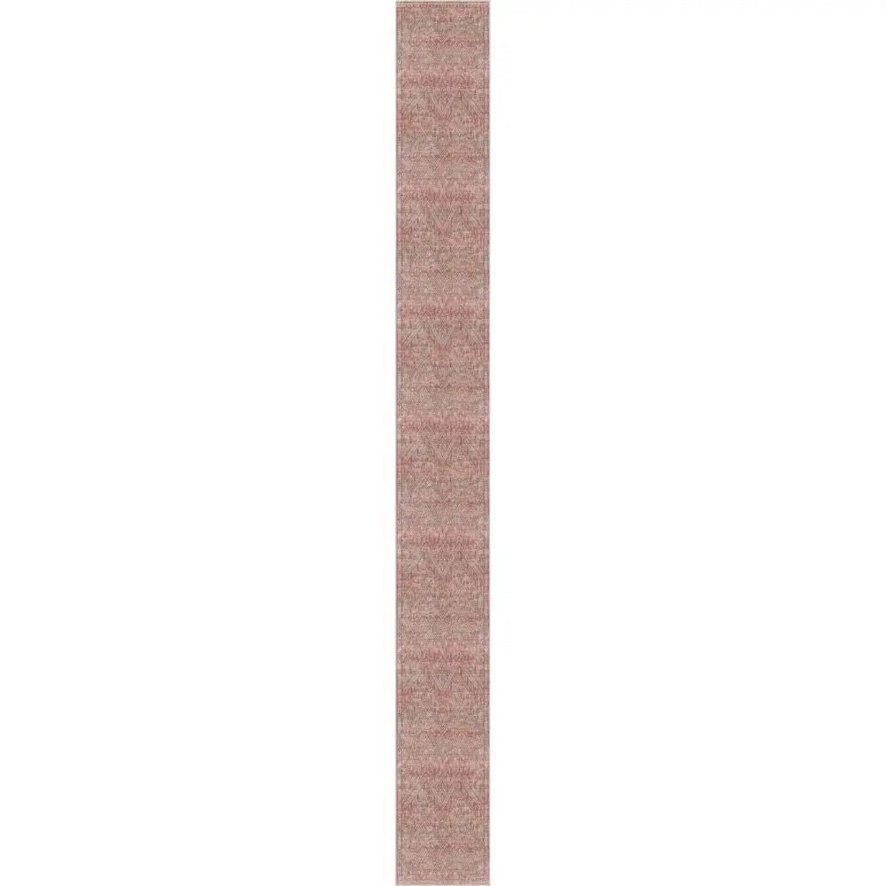 Anya Vintage Tribal Chevron Pink Beige Rust Flat-Weave Rug Well Woven