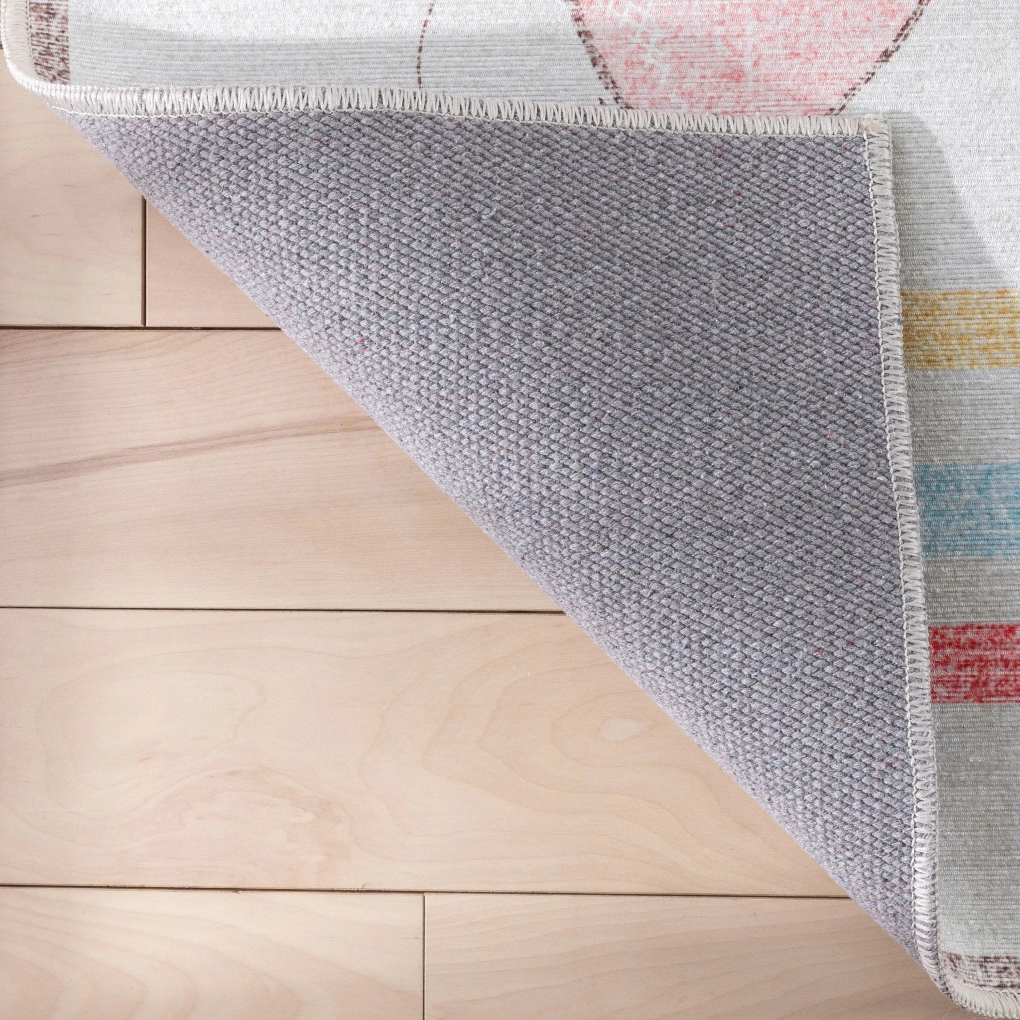 Hopscotch Rainbow Modern Multi Beige Kids Flat-Weave Rug Well Woven