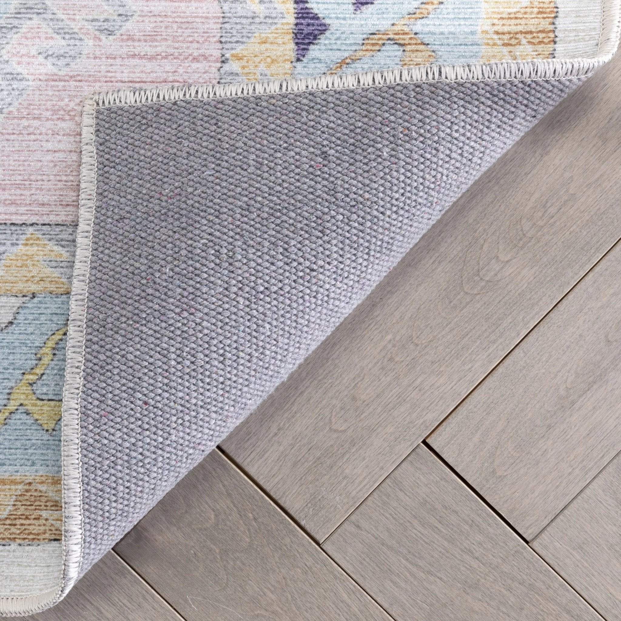 Ethnic Soft Medallion Modern Pink Light Blue Kids Flat-Weave Rug Well Woven