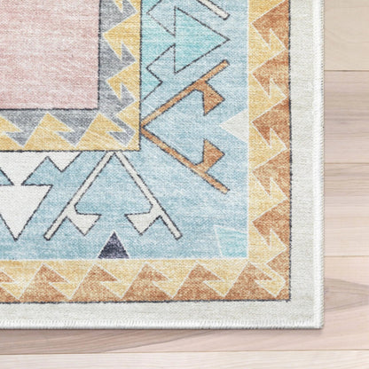 Ethnic Soft Medallion Modern Pink Kids Flat-Weave Rug Well Woven
