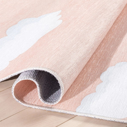 Cloud 9 Modern Coral Kids Flat-Weave Rug Well Woven