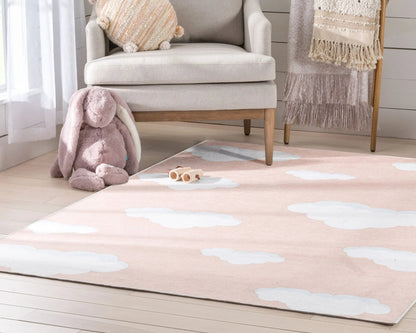Cloud 9 Modern Coral Kids Flat-Weave Rug Well Woven