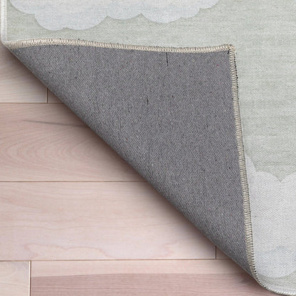 Cloud 9 Modern Sage Green Kids Flat-Weave Rug Well Woven