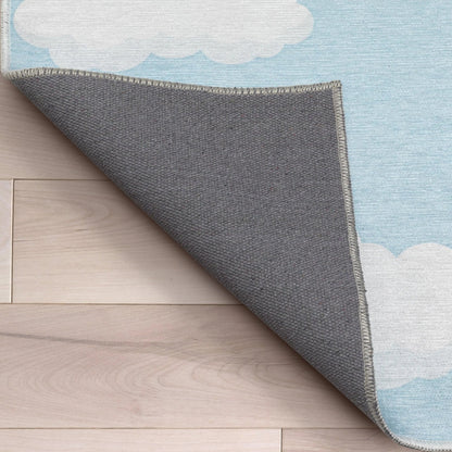 Cloud 9 Modern Blue Kids Flat-Weave Rug Well Woven