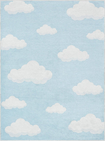 Cloud 9 Modern Blue Kids Flat-Weave Rug Well Woven
