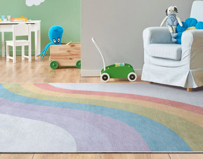 Rainbow Modern Multi Color Area Flat-Weave Rug Well Woven