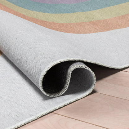 Rainbow Watercolor Modern Multi Color Area Flat-Weave Rug Well Woven