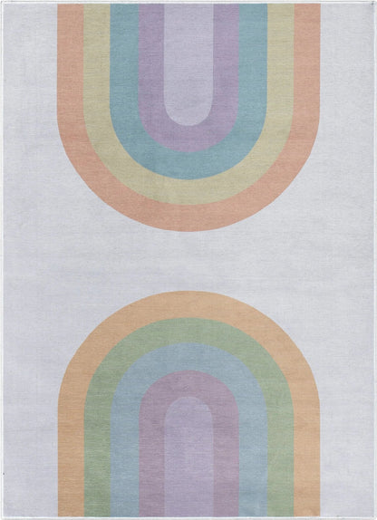 Rainbow Watercolor Modern Multi Color Area Flat-Weave Rug Well Woven