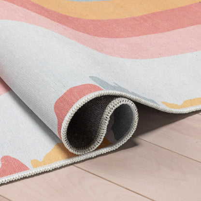 Crescent Rainbow Modern Multi Color Area Flat-Weave Rug Well Woven