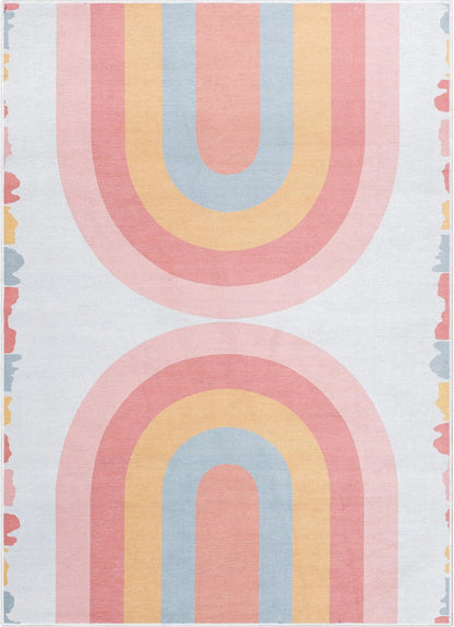 Crescent Rainbow Modern Multi Color Area Flat-Weave Rug Well Woven