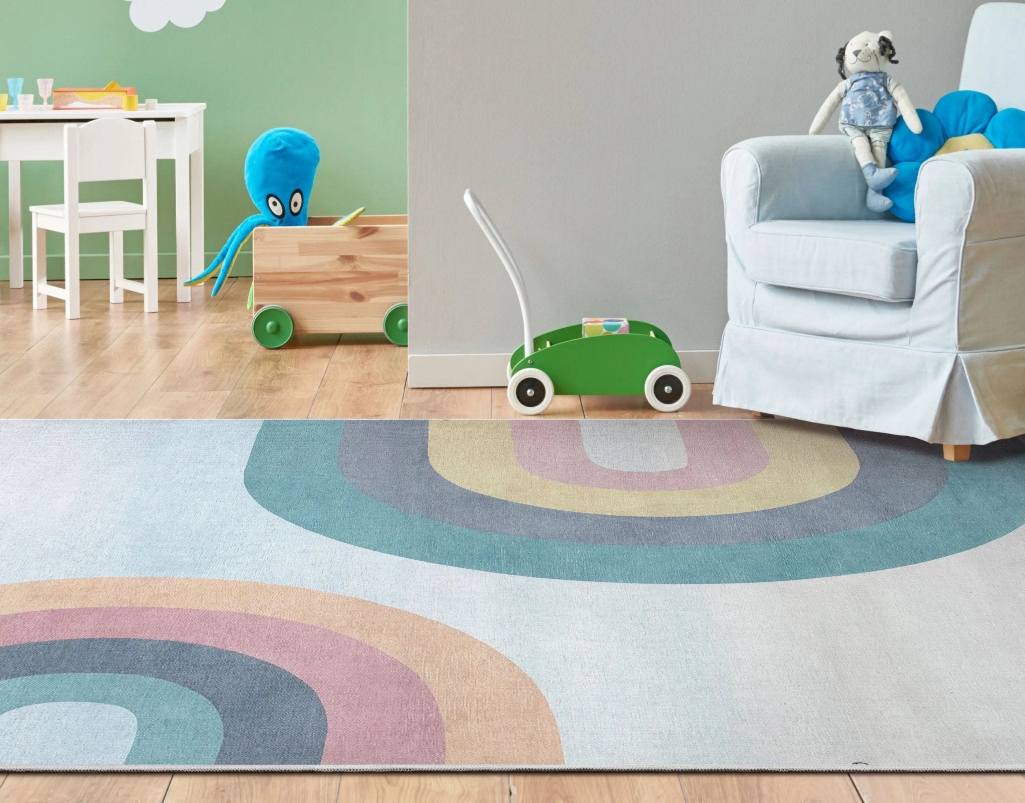 Kaleidoscope Rainbow Modern Multi Pastel Area Flat-Weave Rug Well Woven